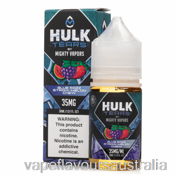 Vape Australia Blue Razz Straw Melon Chew - Hulk Tears Salts - 30mL 35mg